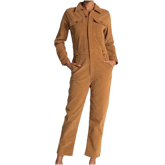 Frame Brown Corduroy Jumpsuit Sz L Teddy Bear Brown Classic Quiet Lux Statement - Picture 1 of 7